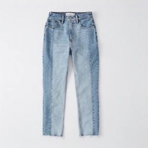 Abercrombie high rise two tone mom jeans